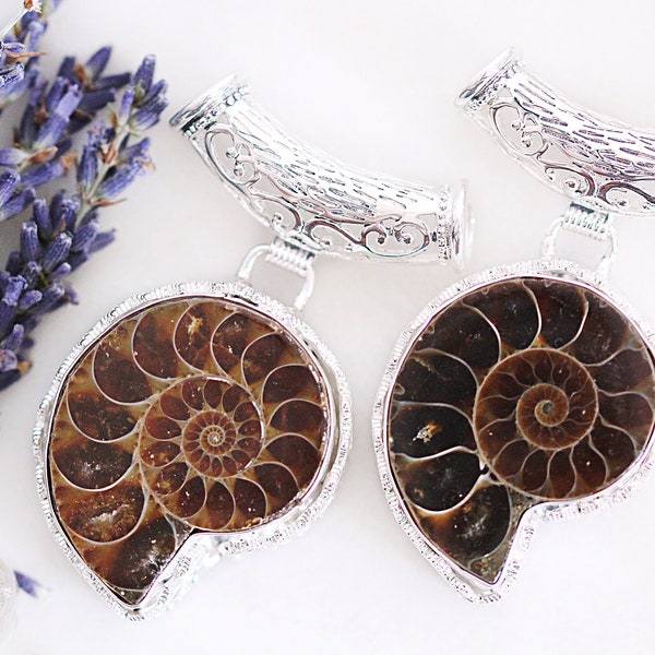 Ammonite Fossil Pendant Necklace - Prehistoric Ammonite Fossil - Natural Jewellery - Ocean Necklace - Sea Pendant - Healing Fossil Necklace