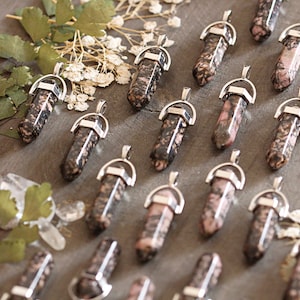 Rhodonite Necklace - Crystal Point Necklace - Pink & Black Crystal Pendant - Rhodonite Stone Necklace - Crystal Necklace - Crystal Point