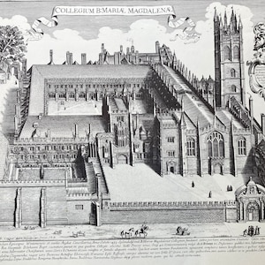 Magdalen College Oxford 1675 Facsimile Lithographic Print David Loggan
