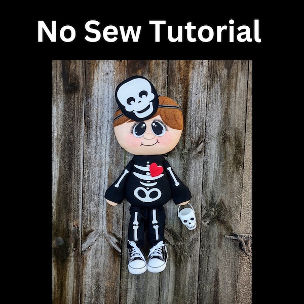 Skeleton Boy Trick or Treater Tutorial, No Sew Attachment Tutorial, Video Tutorial, Halloween Wreath Attachment Tutorial, Door Hanger