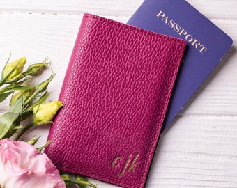 Personalized Leather Passport Holder: Stamped Travel Wallet
