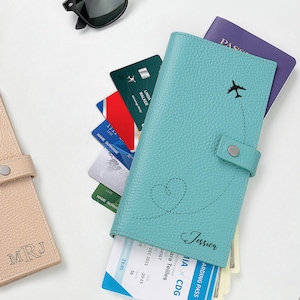 Travel wallet - Large womens wallet - Leather travel wallet - Passport holder-Long wallet personalized-Classic travel wallet-Document wallet