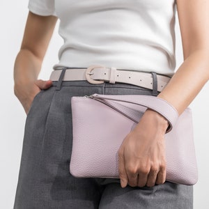 Personalized clutch bag, Monogram makeup organizer pouch, Handmade women bag, Leather cosmetic pouch, unique Mothers day gifts from daughter