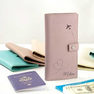 personalized leather travel wallet for women, travel document holder, passport holder, passport wallet, passport wallet for woman, passport holder for woman, travel document wallet