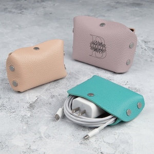 Compact Apple Power Adapter Case, Cable Charger Organizer made of leather in Exquisite Modern Colors, cute & helpful gift for her iPhone /EU