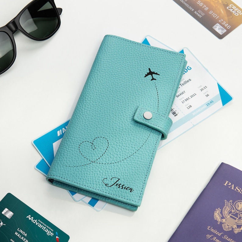 personalized leather travel wallet for women, travel document holder, passport holder, passport wallet, passport wallet for woman, passport holder for woman, travel document wallet
