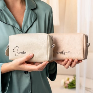 Cute monogrammed makeup bags, Bridesmaid gifts, Personalized makeup bags for women, Luxury bridesmaid proposal gifts, Maid of honor gifts