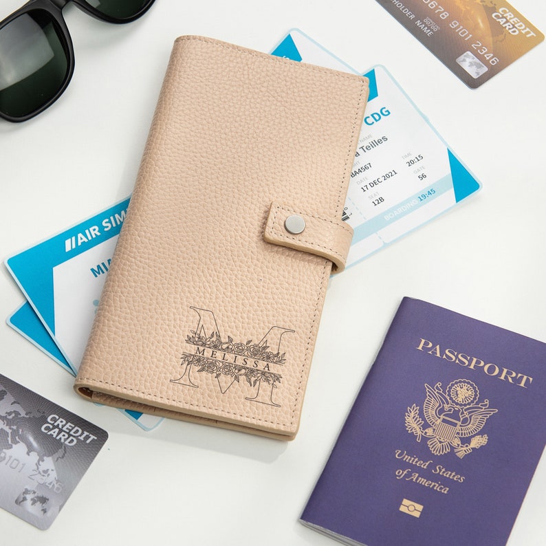 personalized leather travel wallet for women, travel document holder, passport holder, passport wallet, passport wallet for woman, passport holder for woman, travel document wallet