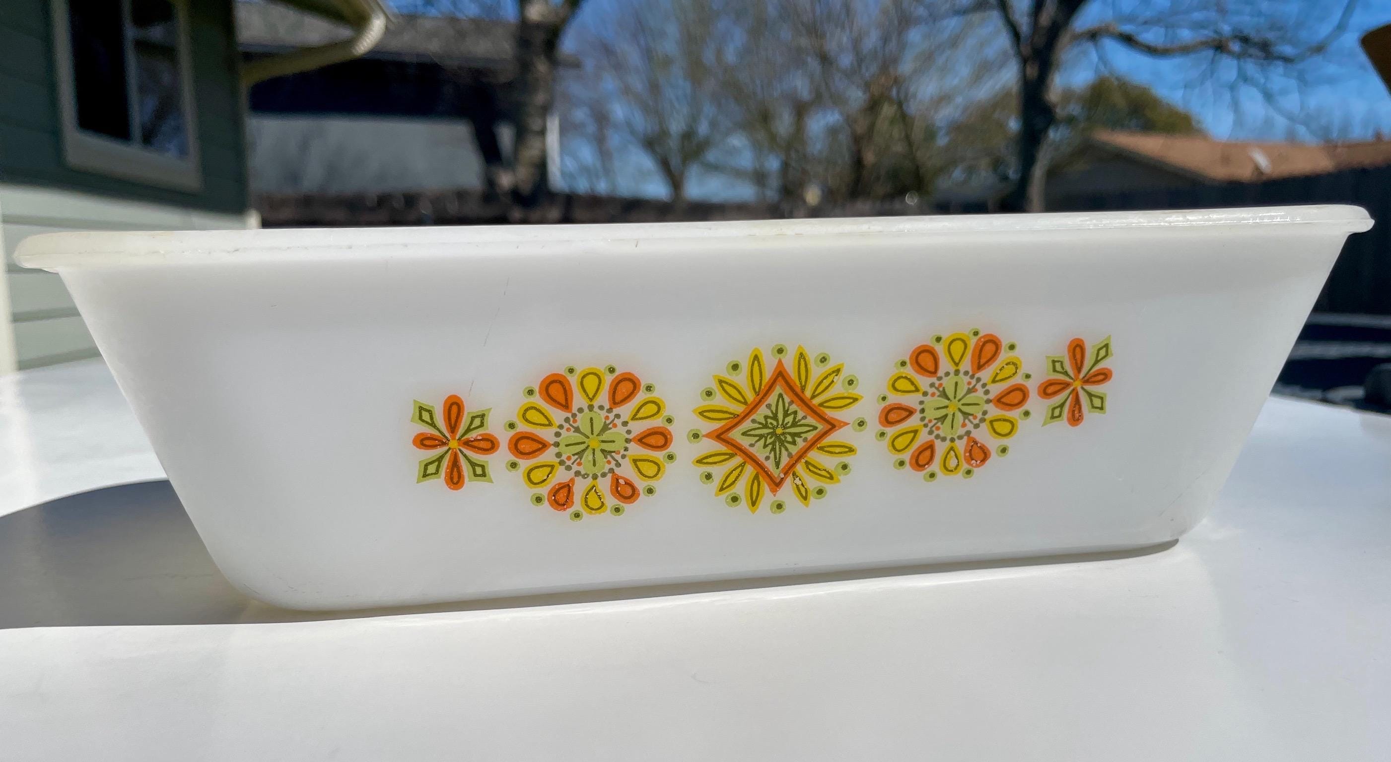 Vintage Bread Pan With Orange Yellow Floral Design – Collectible