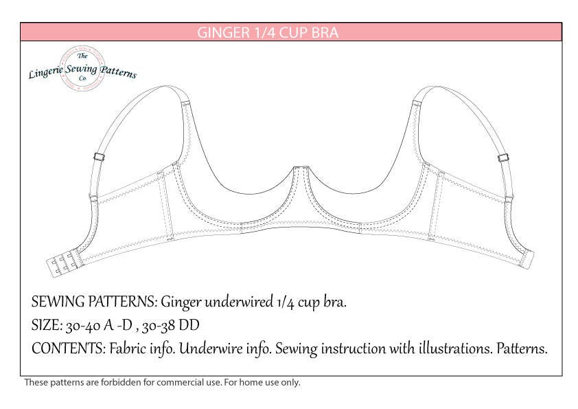 PDF Bra Sewing Pattern / Bra Making Supplies /1/4 Cup Bra / Etsy UK