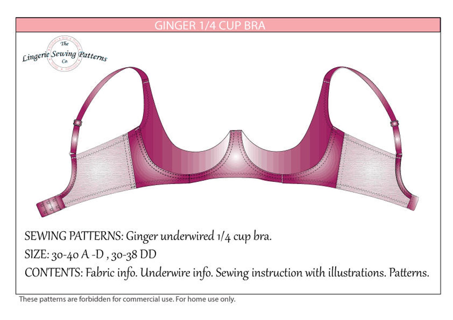 PDF Bra Sewing Pattern / Bra Making Supplies /1/4 Cup Bra / Etsy UK