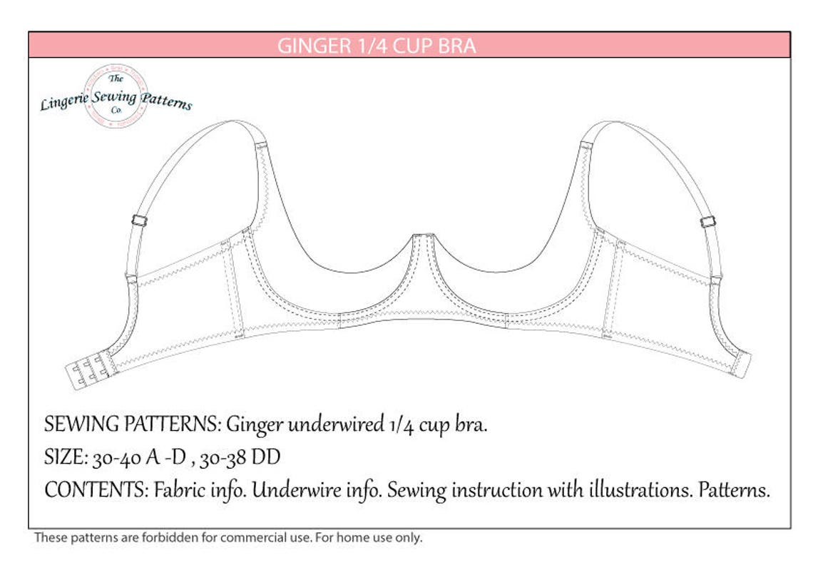 2 Bra Sewing Patterns / Pattern PDF / 1/4 & 1/2 Cup Bra Etsy