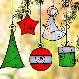 Stained glass Christmas ornaments, hanging suncatcher