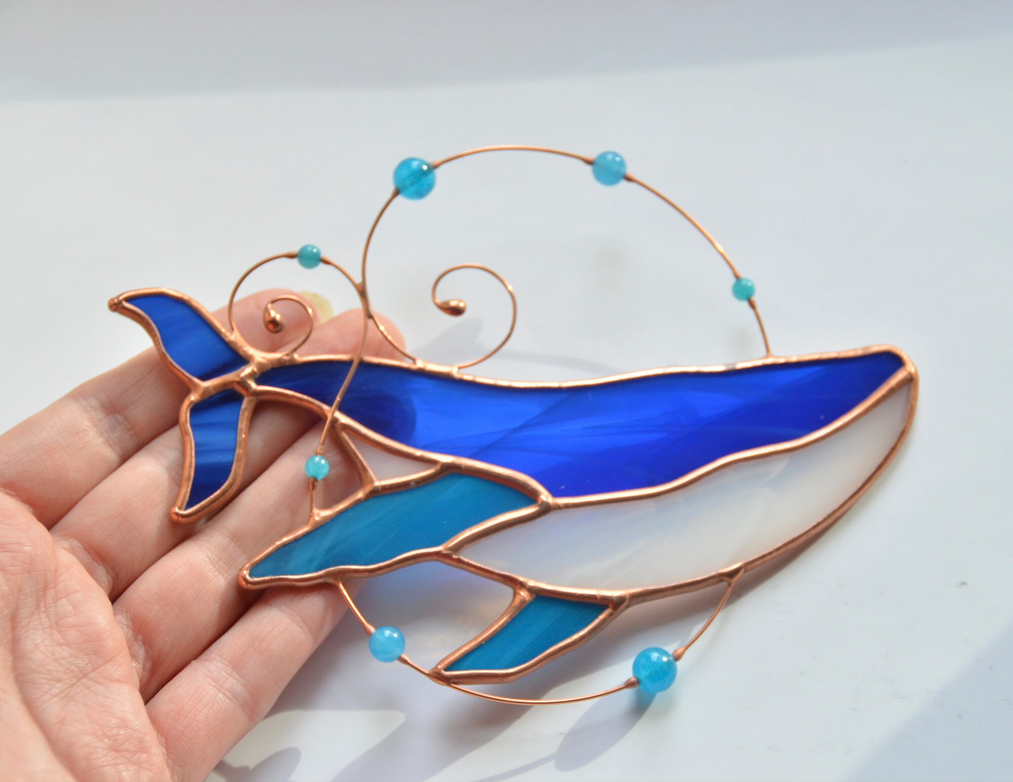 Stained Glass Whale Ocean Suncatcher Window Hanging Etsy