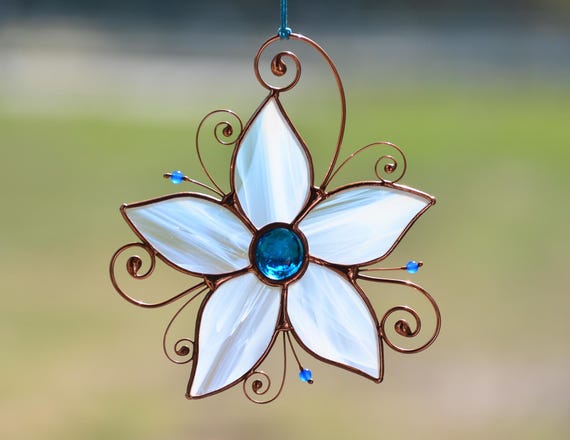 Stained glass window hangings, flower suncatcher, housewarming gift