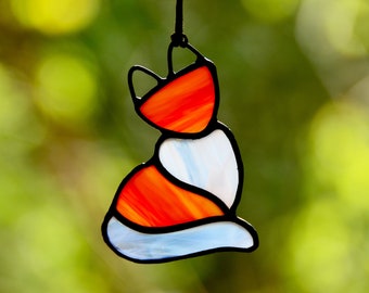 Stained glass fox, stained glass ornaments, fox suncatcher, window hanging