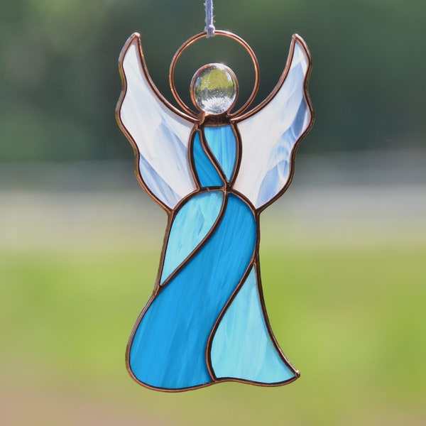 Stained glass Mother's Day angel gift suncatcher, memorial ornament, window hanging angel ornament, gift for mom