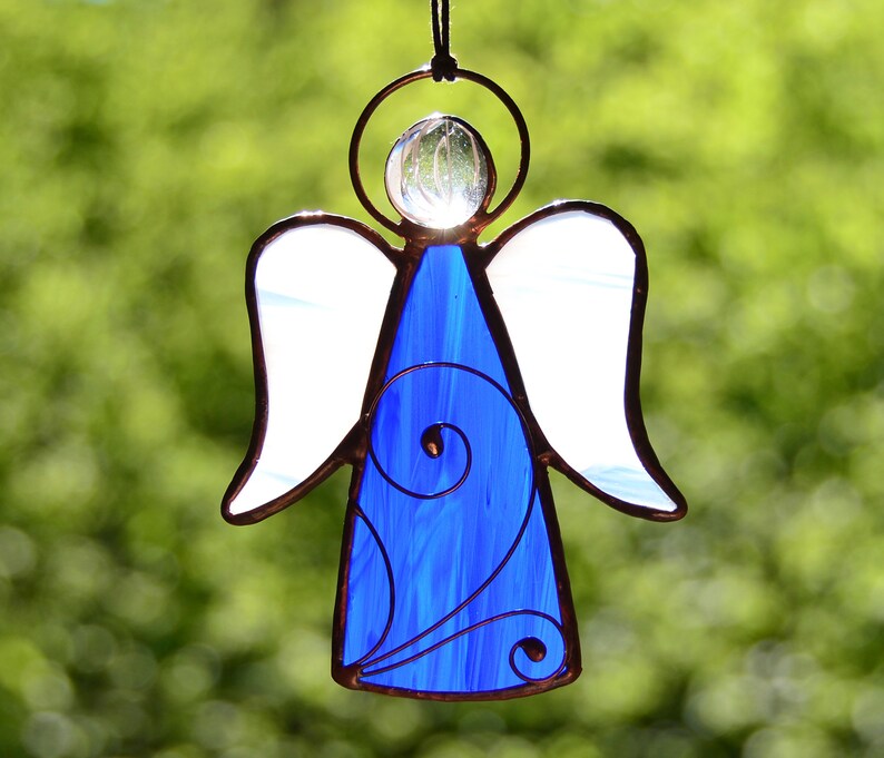 Stained glass angel widow hanging suncatcher angel gift Etsy