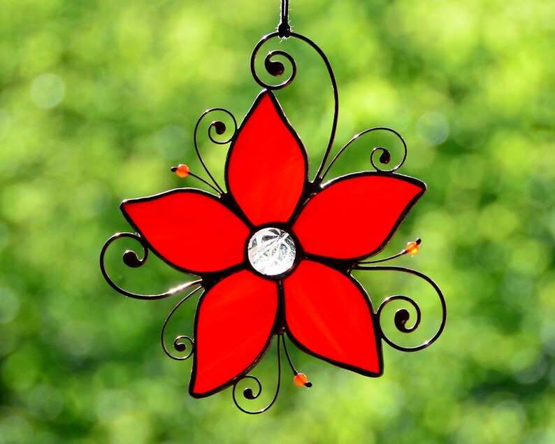Stained glass window flower suncatcher window hanging Etsy