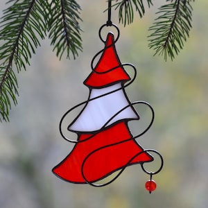 Stain glass Christmas tree ornament, holiday suncatcher, window hangings
