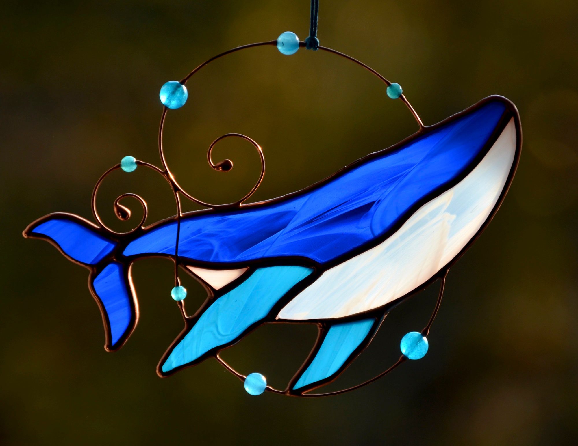 Stained Glass Whale Ocean Suncatcher Window Hanging Etsy