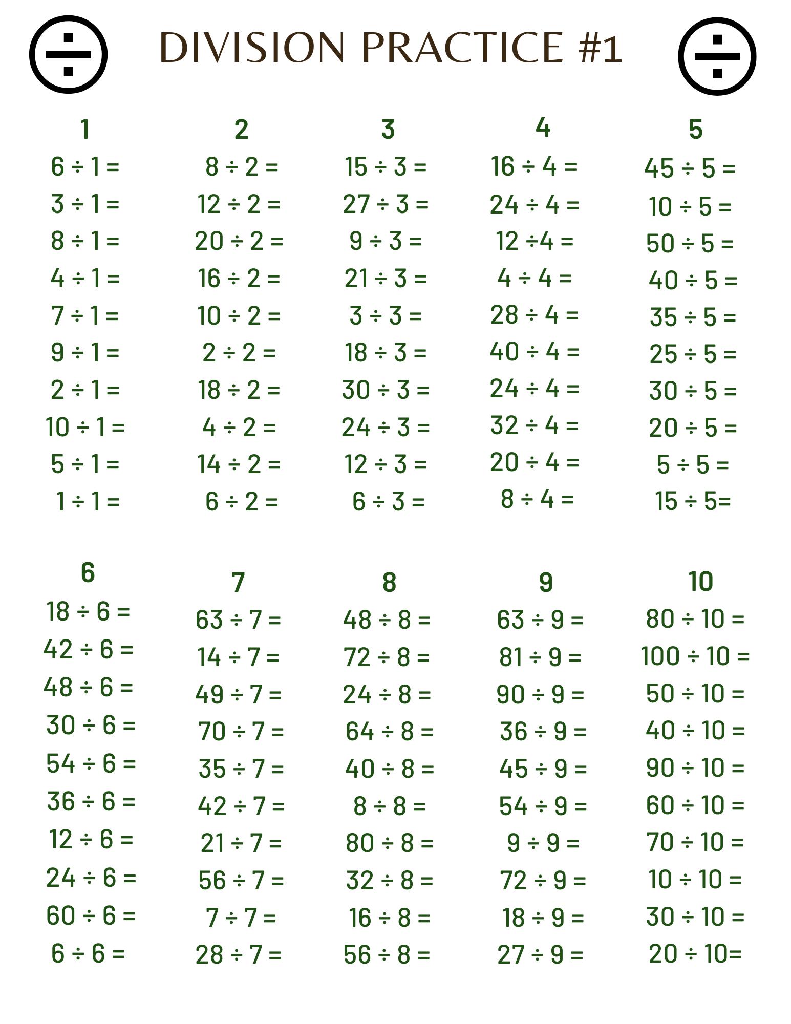 Division Practice With Answer Sheet - Etsy