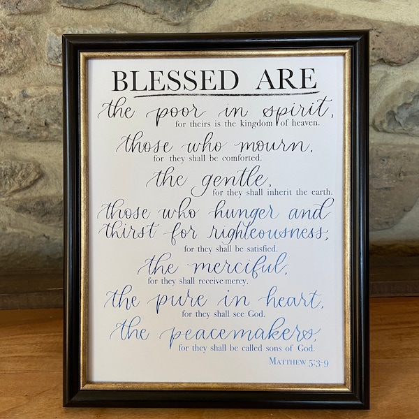 Beatitudes Wall Art // Matthew 5:3-9 Print // Blessed Are… // Christian & Bible Home Decor