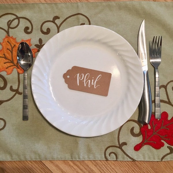 Dinner Table Name Cards // Modern Calligraphy // Custom Name Tags for Place Settings // Christmas Table Decor // Thanksgiving Table