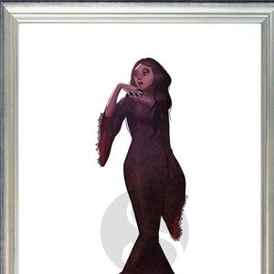 Black Vampire Art Print: Gothic Halloween Decor