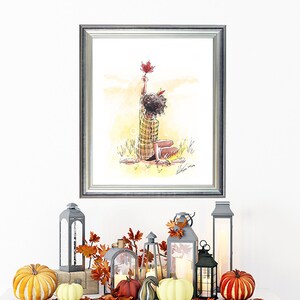 Black Woman Art Print: Fall Sun Watercolor Illustration