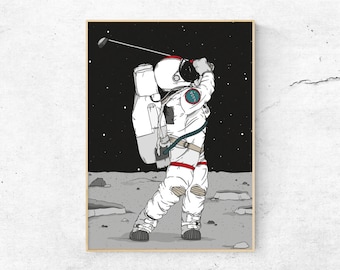 Astronaut | A3 Print | Poster | Golfer | Artprint | Illustration