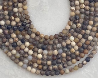 Wood Opalite aka Petrified Wood Matte Round 6mm 8mm
