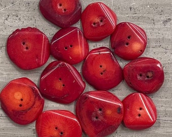 Red Bamboo Coral Dyed Buttons