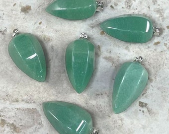 Green Aventurine, Cut Point Pendant, 15x30mm (1pc)