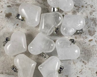 Crystal Quartz / clear quartz 25x20mm Heart Pendant(1 pc)