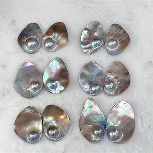 Mabe Perlen-Paar-Anhänger, Freeform-Form Mabe-Perle w / gebohrtes Loch
