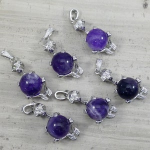 Amethyst Skeleton Pendant With Sphere (Ball) 20x42mm (1pc)