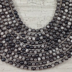 Silver Obsidian Round  6mm 8mm 10mm 12mm, silver sheen obsidian
