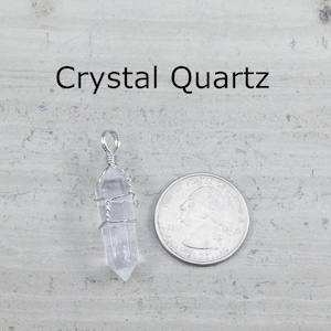 Crystal Quartz aka clear quartz, Double Point Wire Wrapped Pendant (9-10x38-39mm