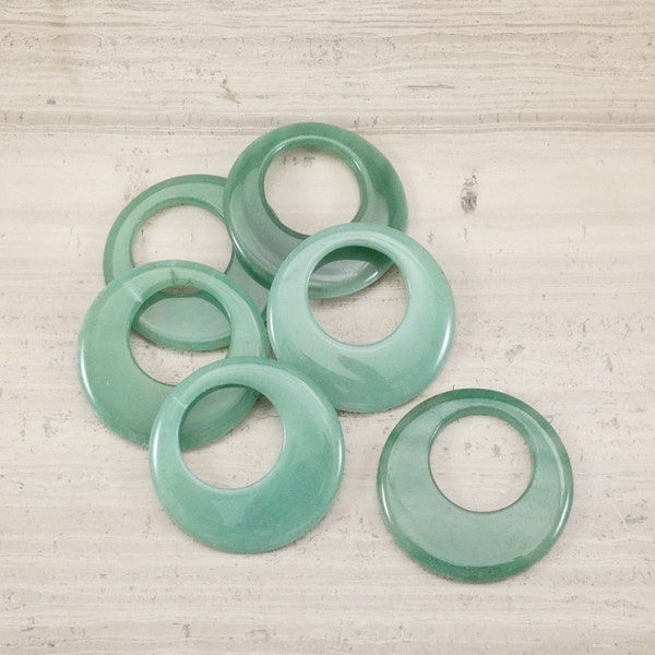 Green Aventurine 34mm (Small) 42mm (Large) Go Go, Donut Pendant (1pc)