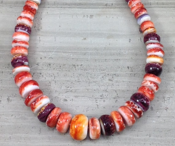 Spiny Oyster Wampum Shell 8-16mm Graduated Rondelle, USA, Mexico