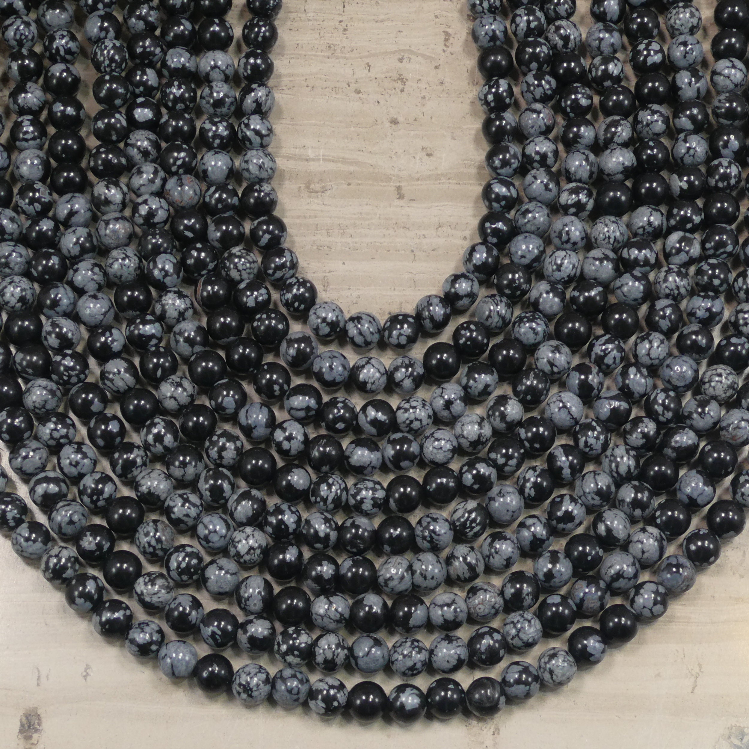 スノーフレークオブシディアンラウンド 6 mm 8 mm - Etsy 日本