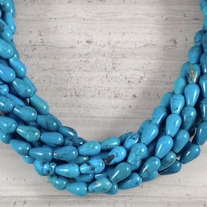 Natural Hubei Turquoise Briolette Shape, Teardrop Shape beads 6x10mm Size