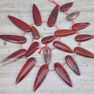 Apple Jasper aka Red Jasper 11.5-26mm - 13x48mm Graduated Top Drilled Flipped Teardrop
