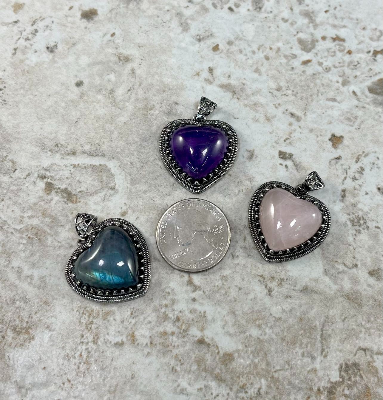 アメジスト ハートペンダント 26 x 26 mm (1個) - Etsy 日本