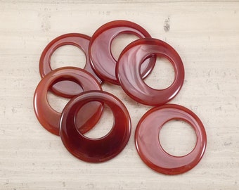 Carnelian 34mm (Small) 42mm (Large) Go Go, Donut Pendant (1pc)