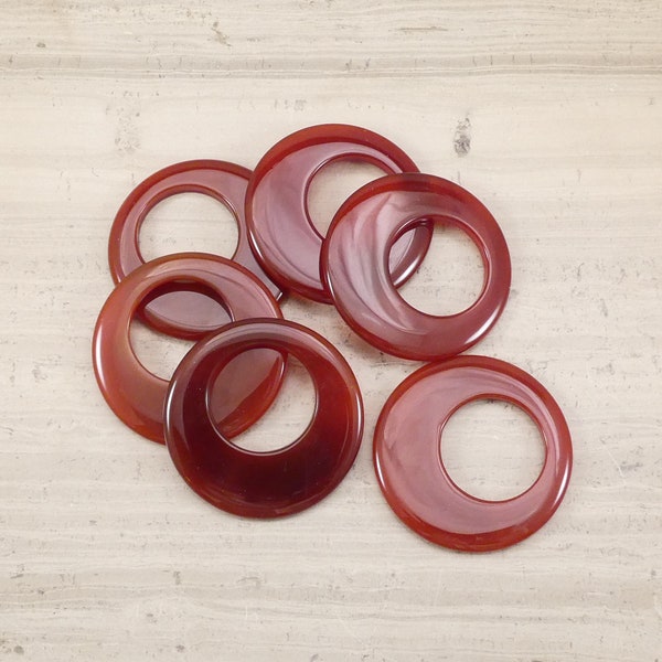 Carnelian 34mm (Small) 42mm (Large) Go Go, Donut Pendant (1pc)