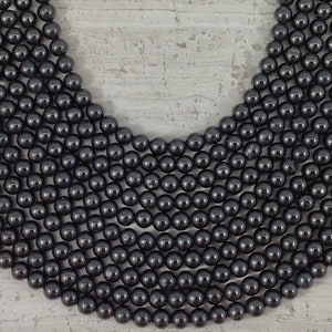 Jet / Petrified Coal / Lignite Round 4mm 6mm 8mm 10mm, aka Azabache