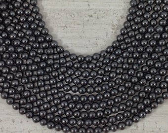 Jet / Petrified Coal / Lignite Round 4mm 6mm 8mm 10mm, aka Azabache