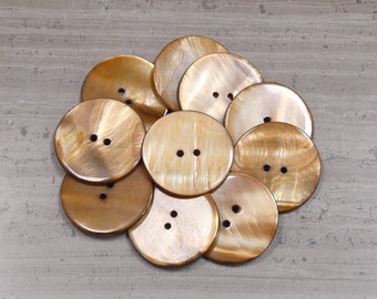 Coquillage, nacre, nacre, 25 mm, boutons teints en brun (5 pièces, 10 pièces, 50 pièces)
